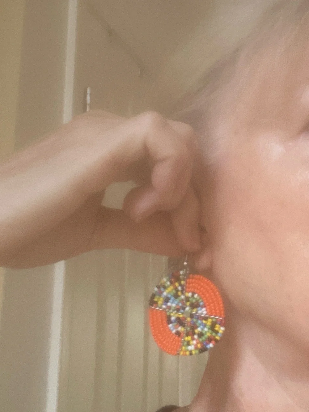 Orange Beaded Earrings NWOT